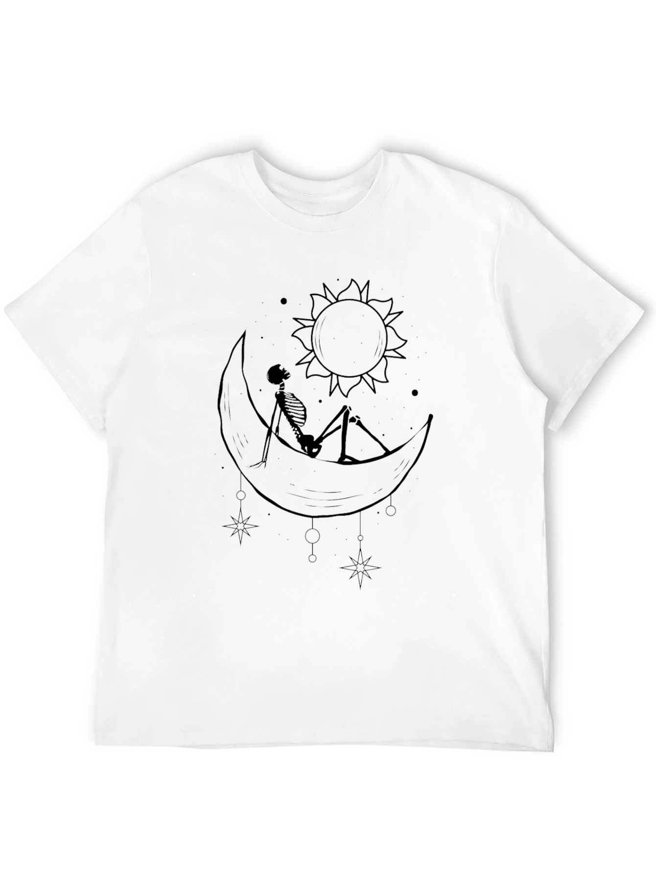Moon & Sun Skeleton T-Shirt - Gothic Celestial Design