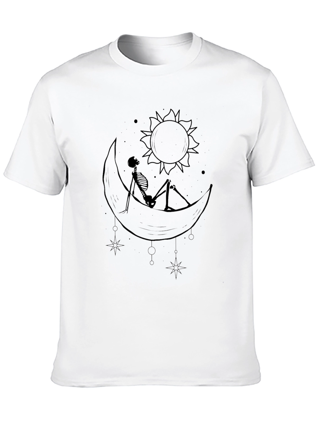 Moon & Sun Skeleton T-Shirt - Gothic Celestial Design