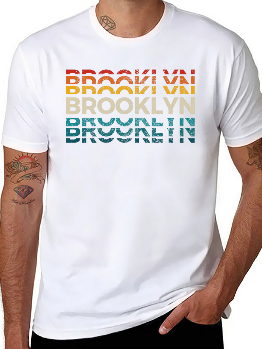 Retro Brooklyn Text Graphic Crew Neck T-Shirt