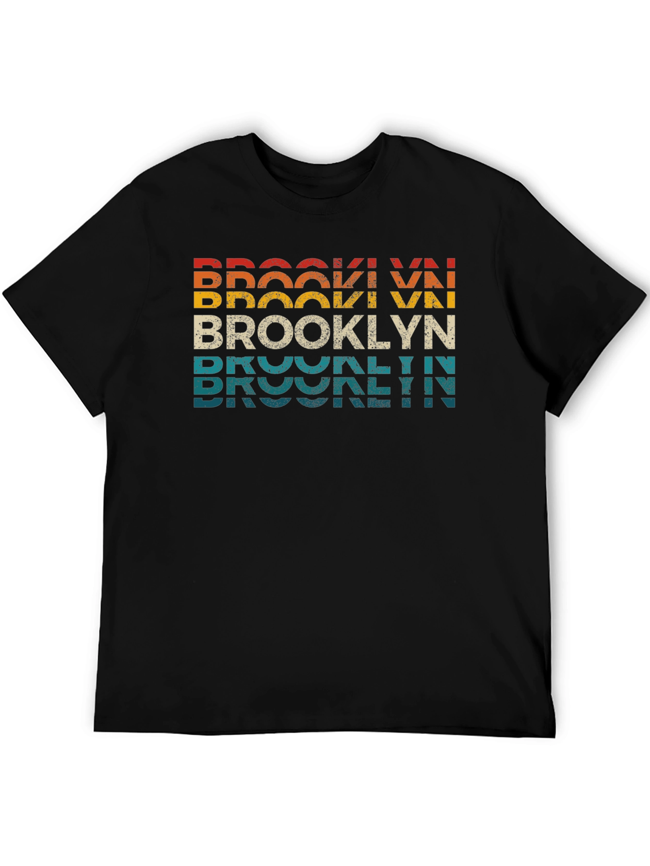 Retro Brooklyn Text Graphic Crew Neck T-Shirt