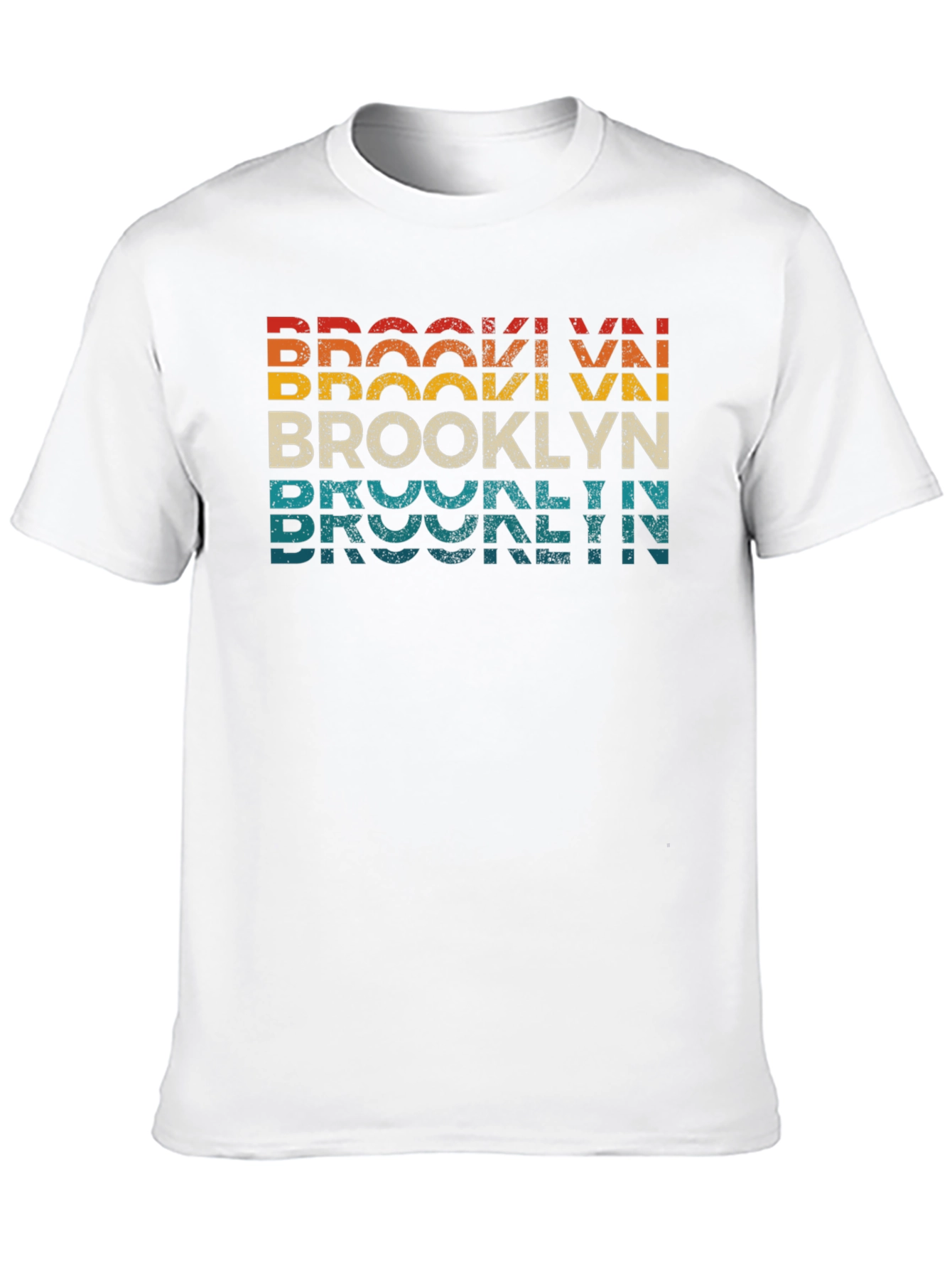 Retro Brooklyn Text Graphic Crew Neck T-Shirt