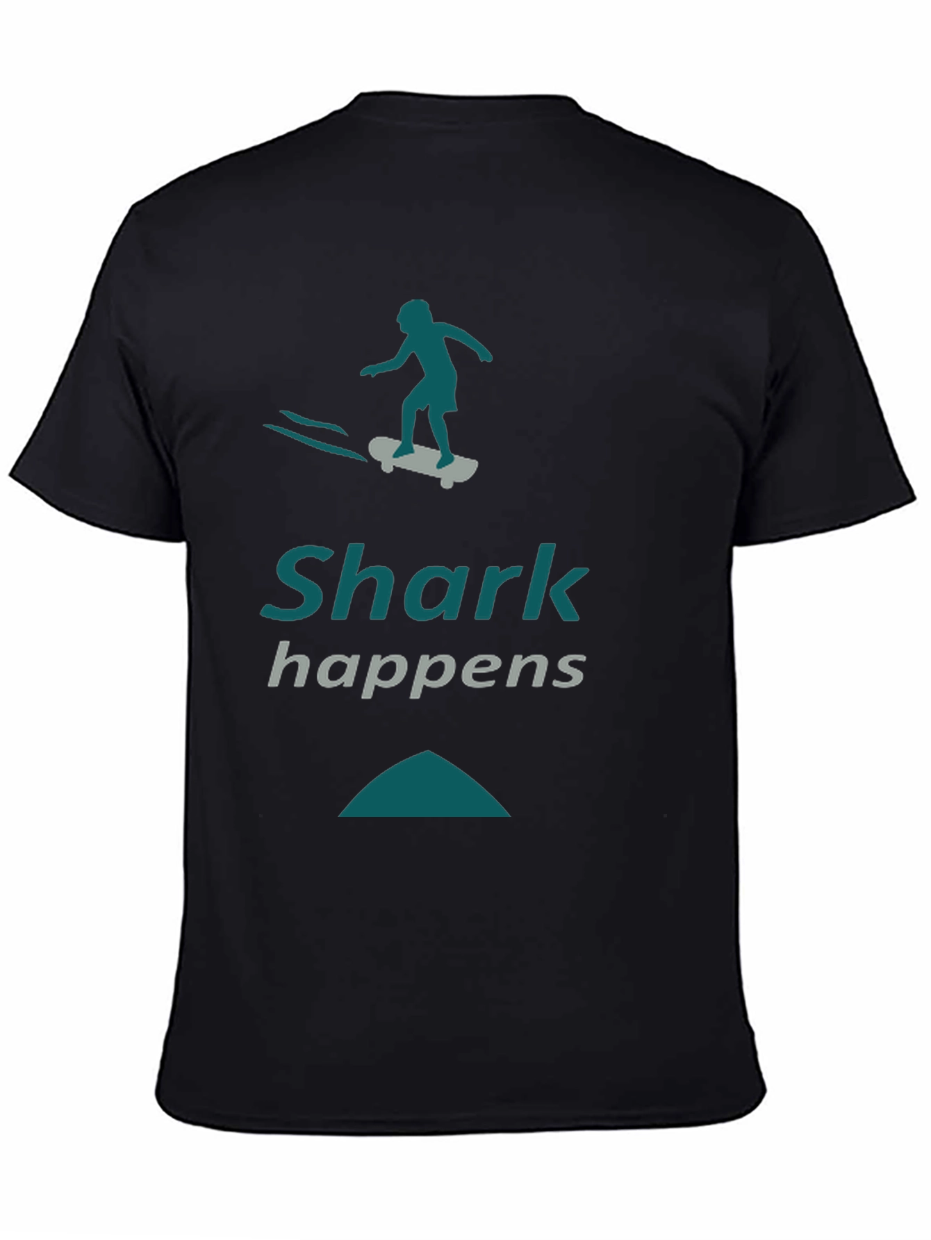 Shark Happens Skateboard Graphic Tee - Black Casual Shirt