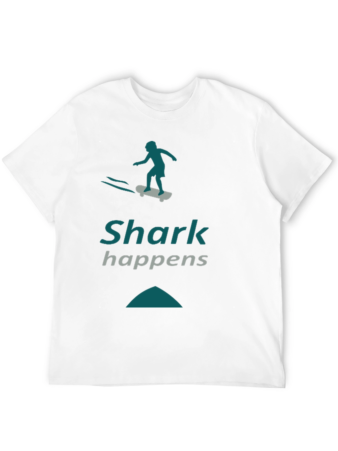 Shark Happens Skateboard Graphic Tee - Black Casual Shirt