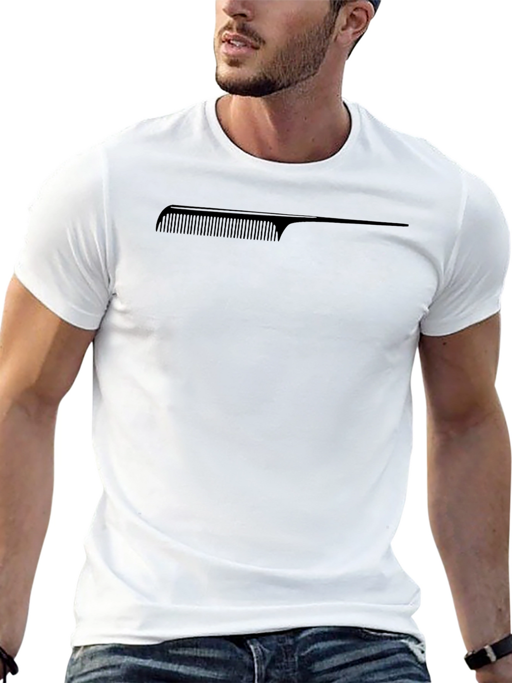 Comb Graphic Tee - Stylish Black T-Shirt