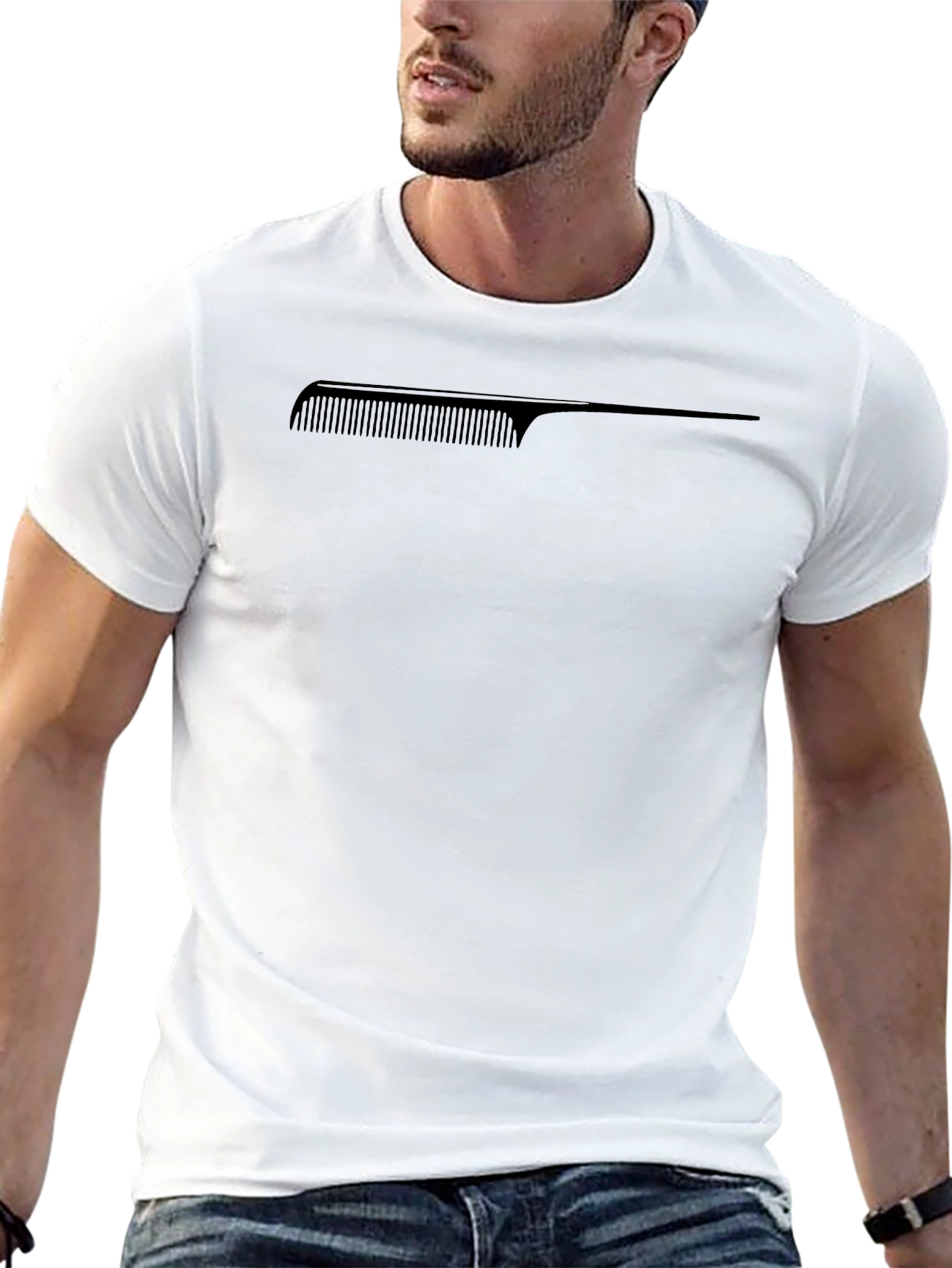 Comb Graphic Tee - Stylish Black T-Shirt