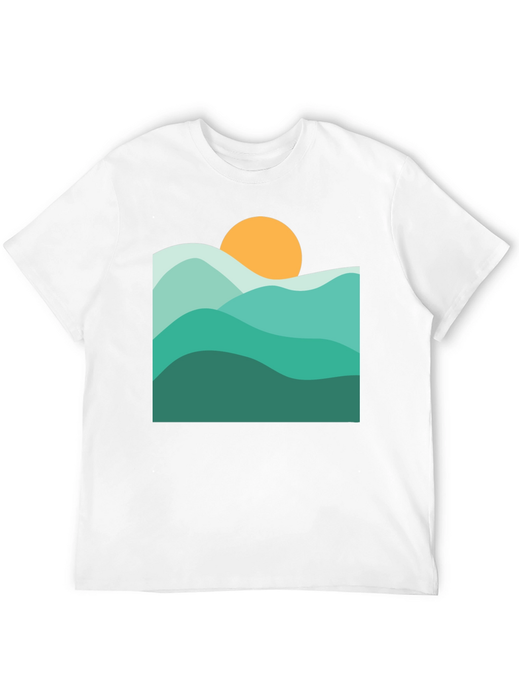 Abstract Mountain & Sun Graphic Black T-Shirt