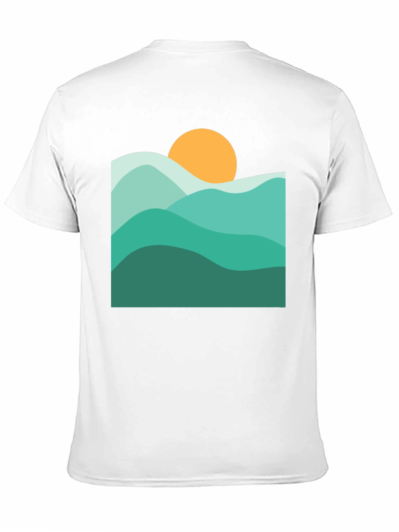 Abstract Mountain & Sun Graphic Black T-Shirt
