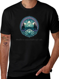 Mountain & Lotus Graphic Tee - Breathe in Peace