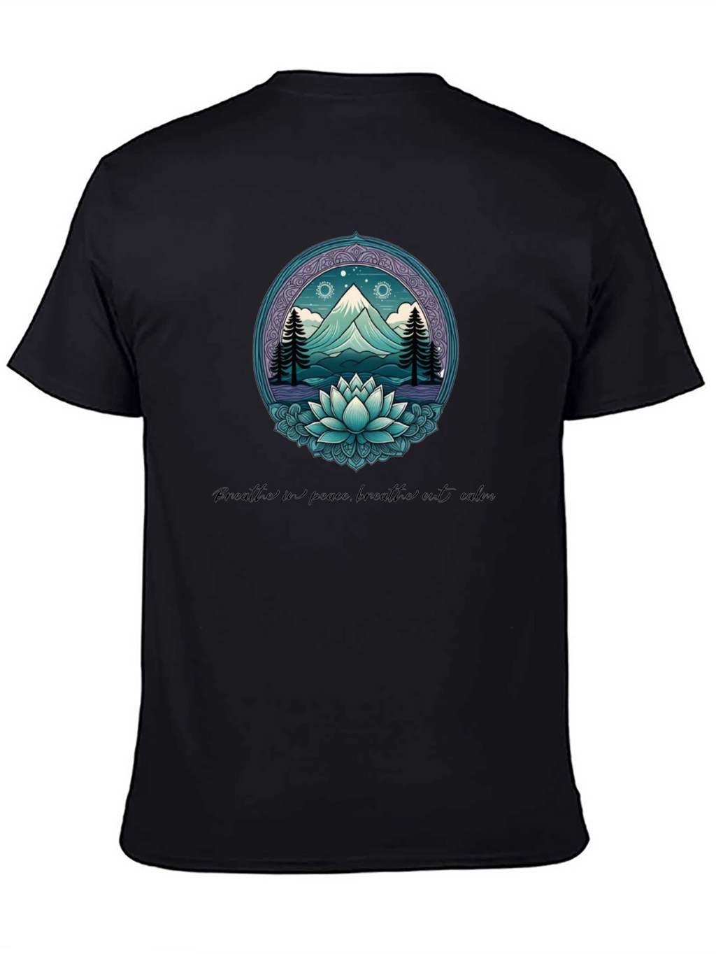 Mountain & Lotus Graphic Tee - Breathe in Peace