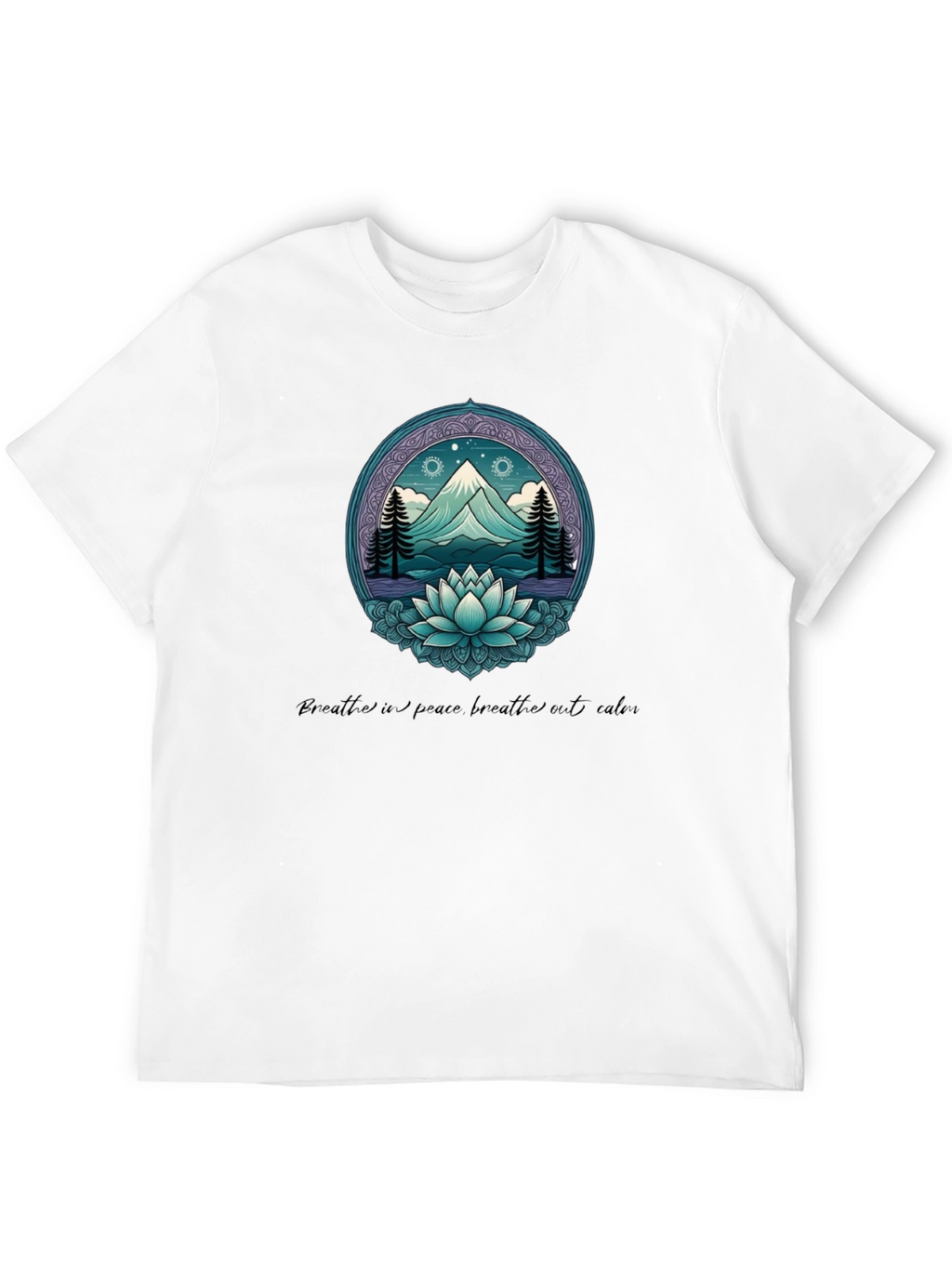 Mountain & Lotus Graphic Tee - Breathe in Peace
