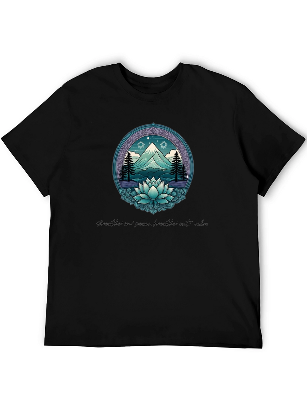 Mountain & Lotus Graphic Tee - Breathe in Peace