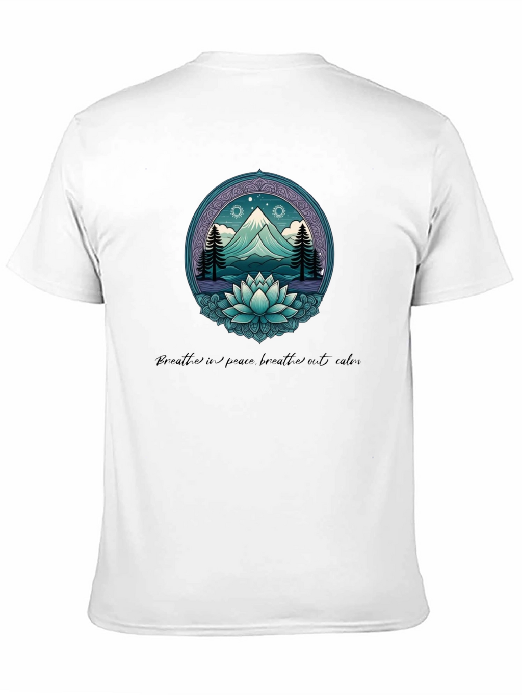 Mountain & Lotus Graphic Tee - Breathe in Peace