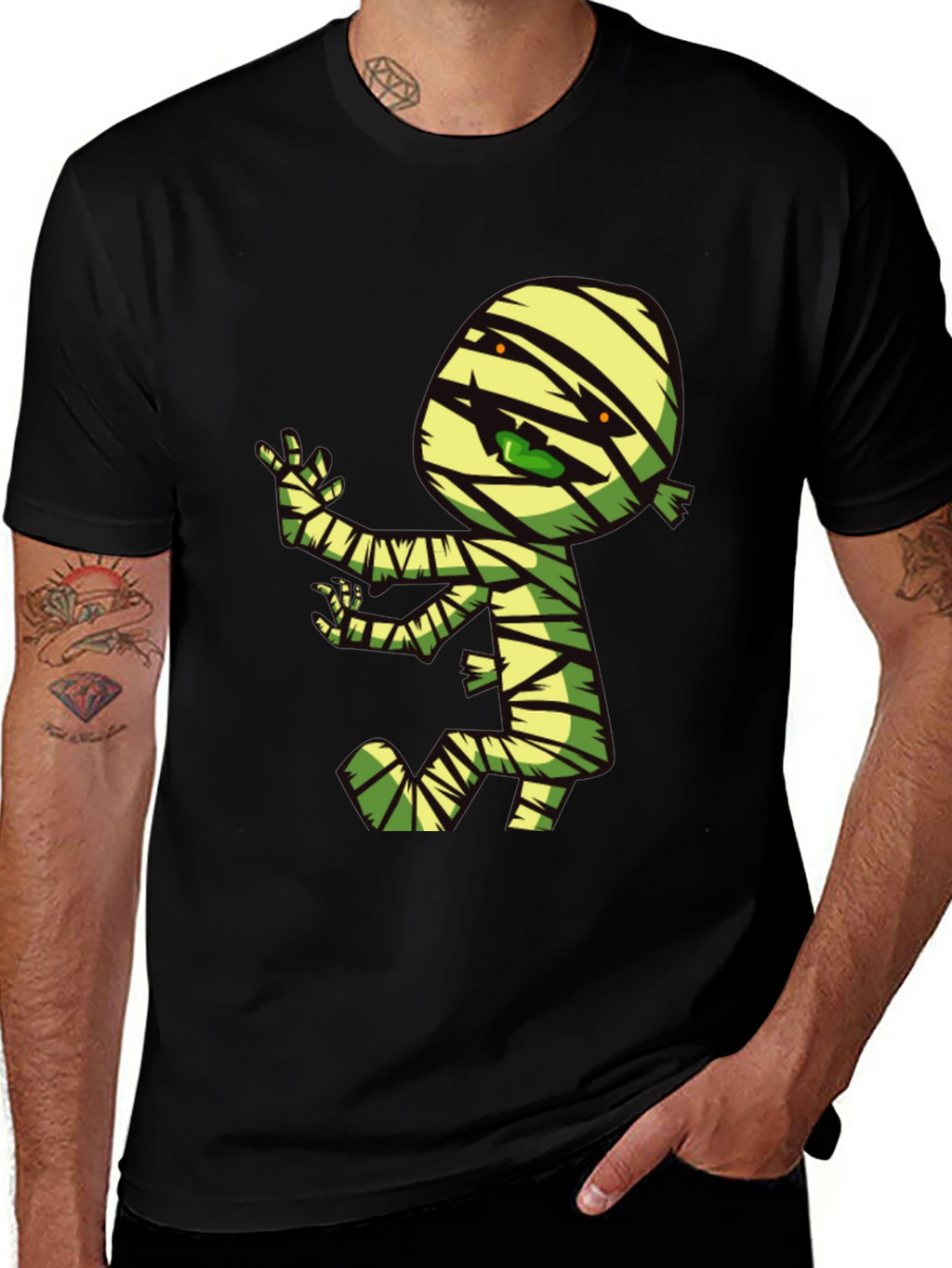 Cartoon Mummy Graphic T-Shirt - Spooky Fun!