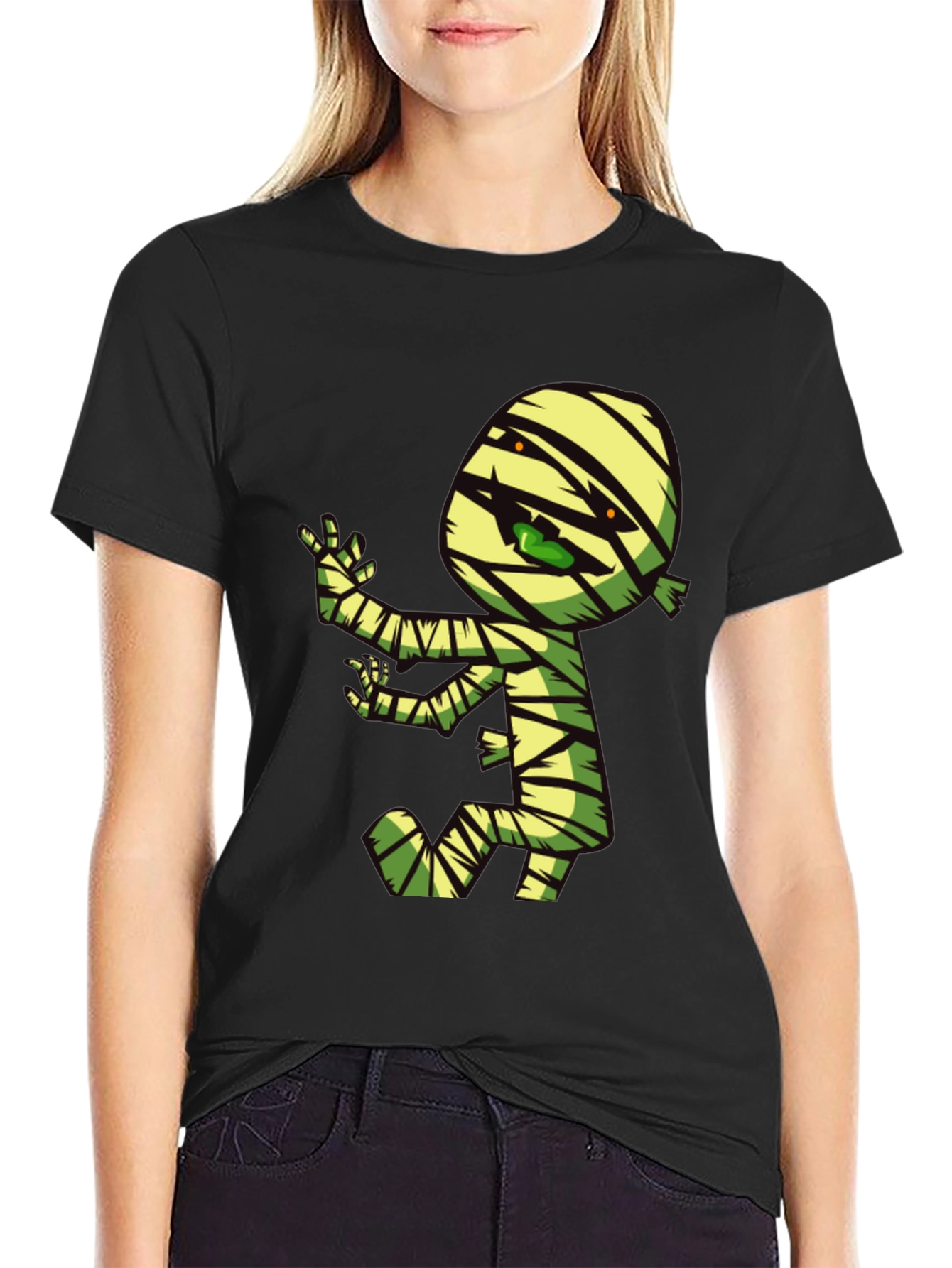 Cartoon Mummy Graphic T-Shirt - Spooky Fun!
