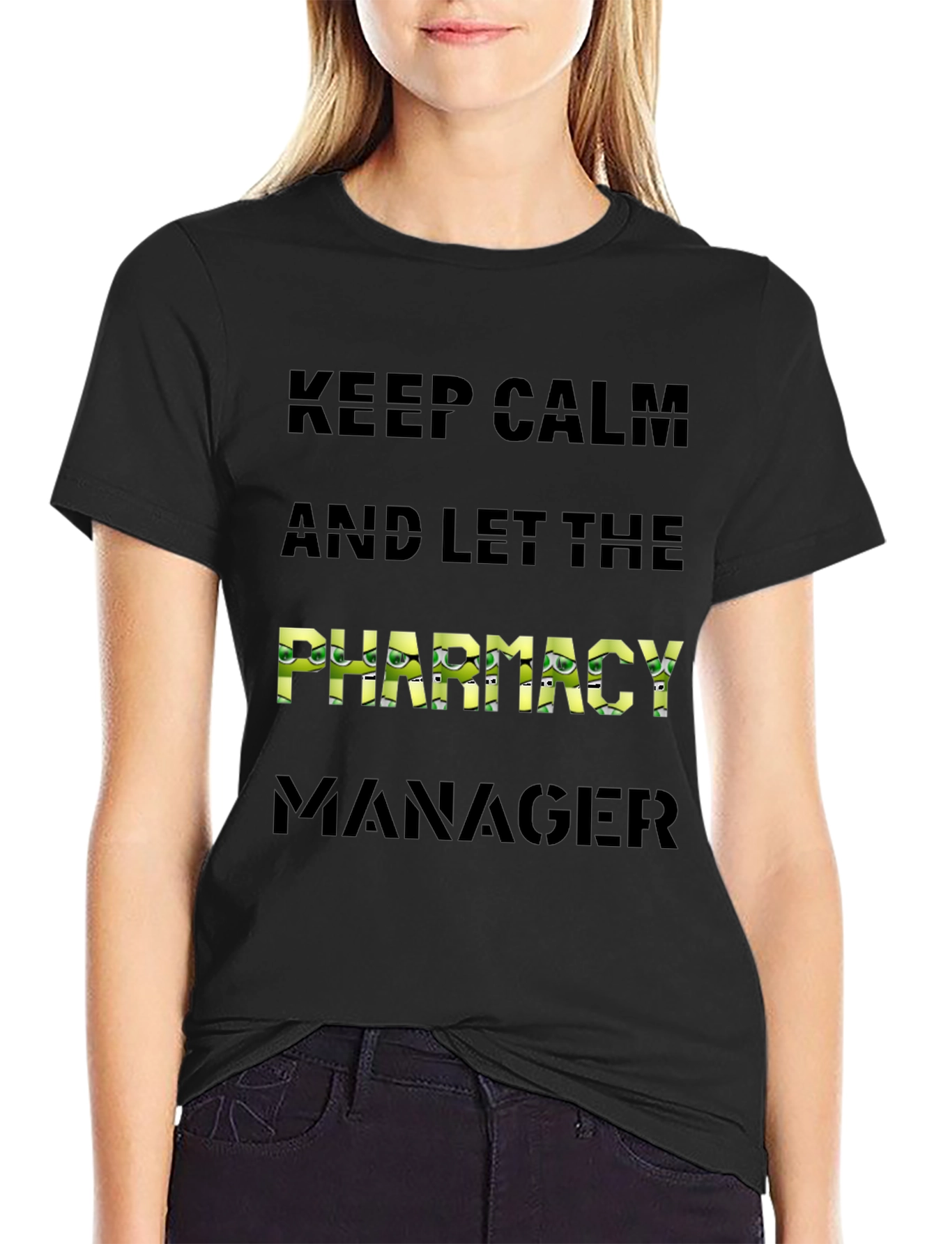 Keep Calm Pharmacy Manager Black T-Shirt