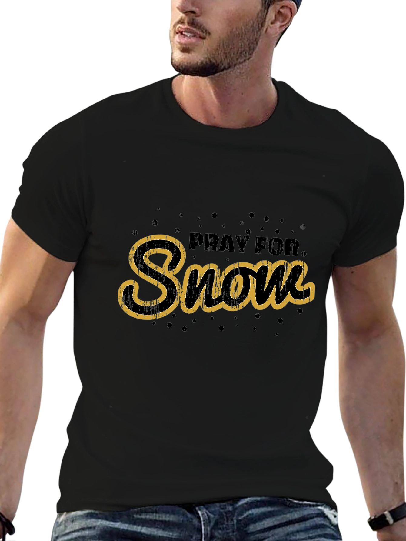 Pray for Snow Graphic Tee - Black