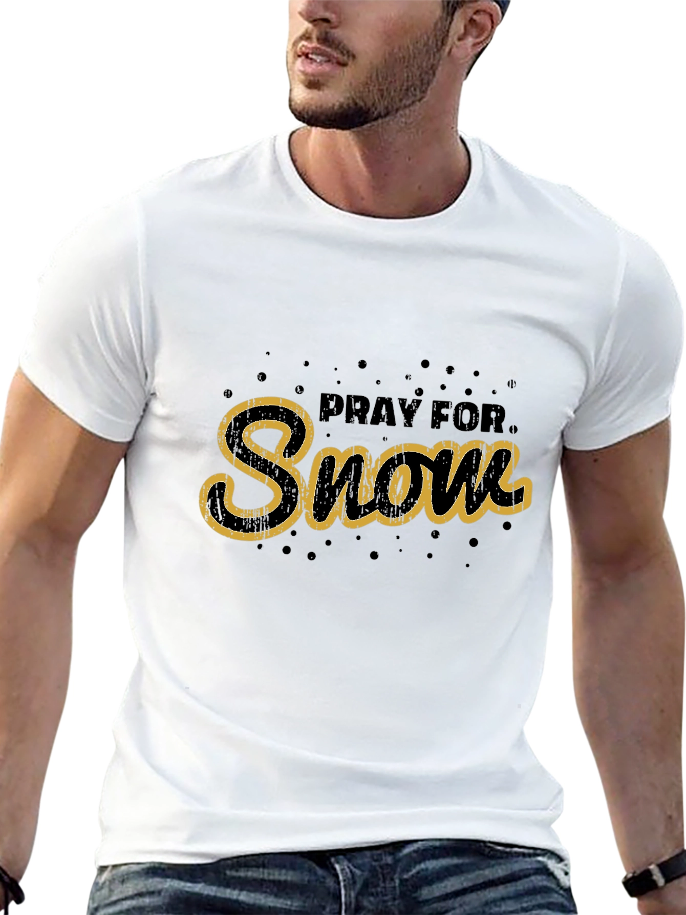 Pray for Snow Graphic Tee - Black