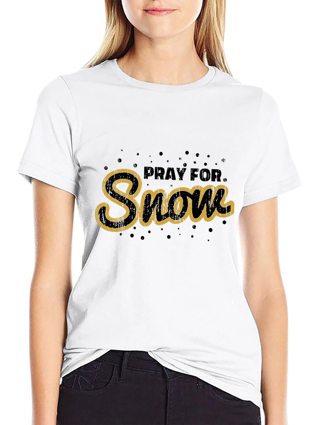Pray for Snow Graphic Tee - Black