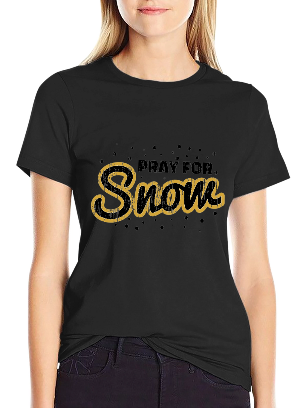 Pray for Snow Graphic Tee - Black