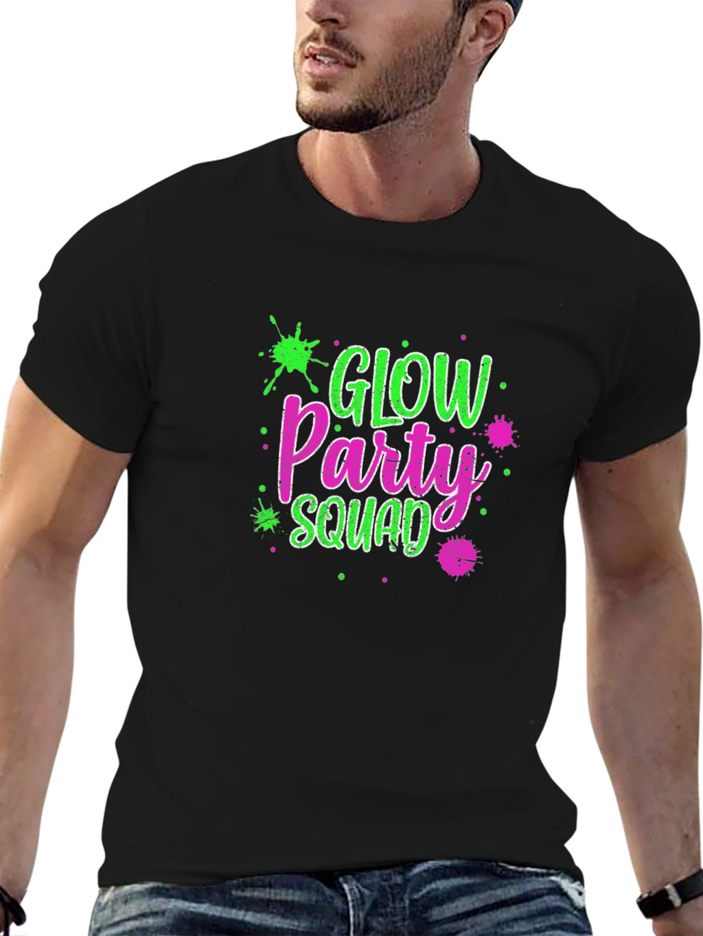 Glow Party Squad Black T-Shirt