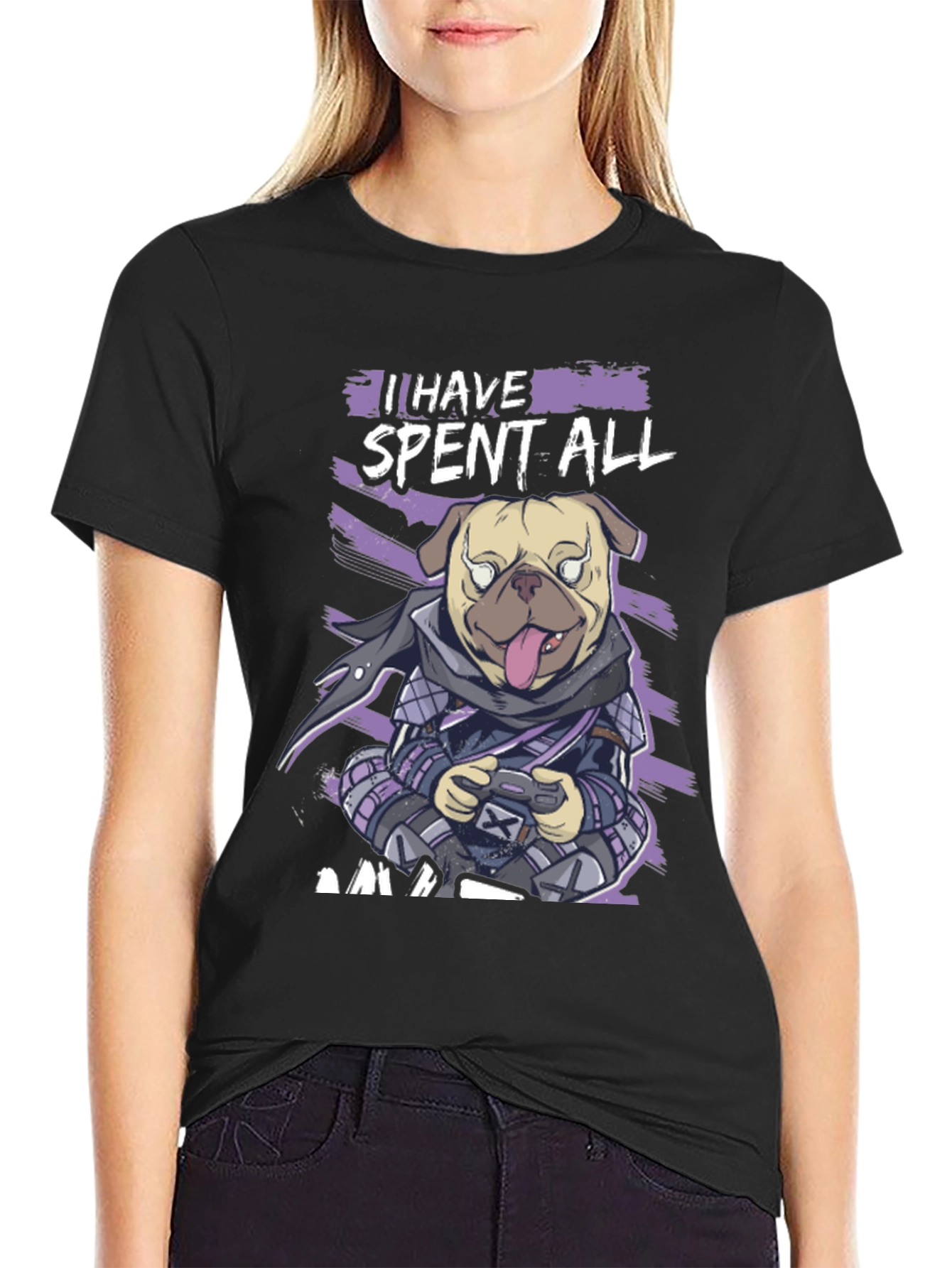 Gamer Pug T-Shirt - I Have Spent All My Money
