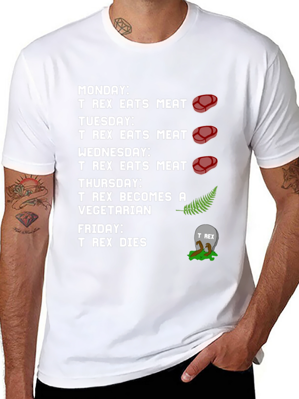 T-Rex Vegetarian Dinosaur Humor Graphic T-Shirt