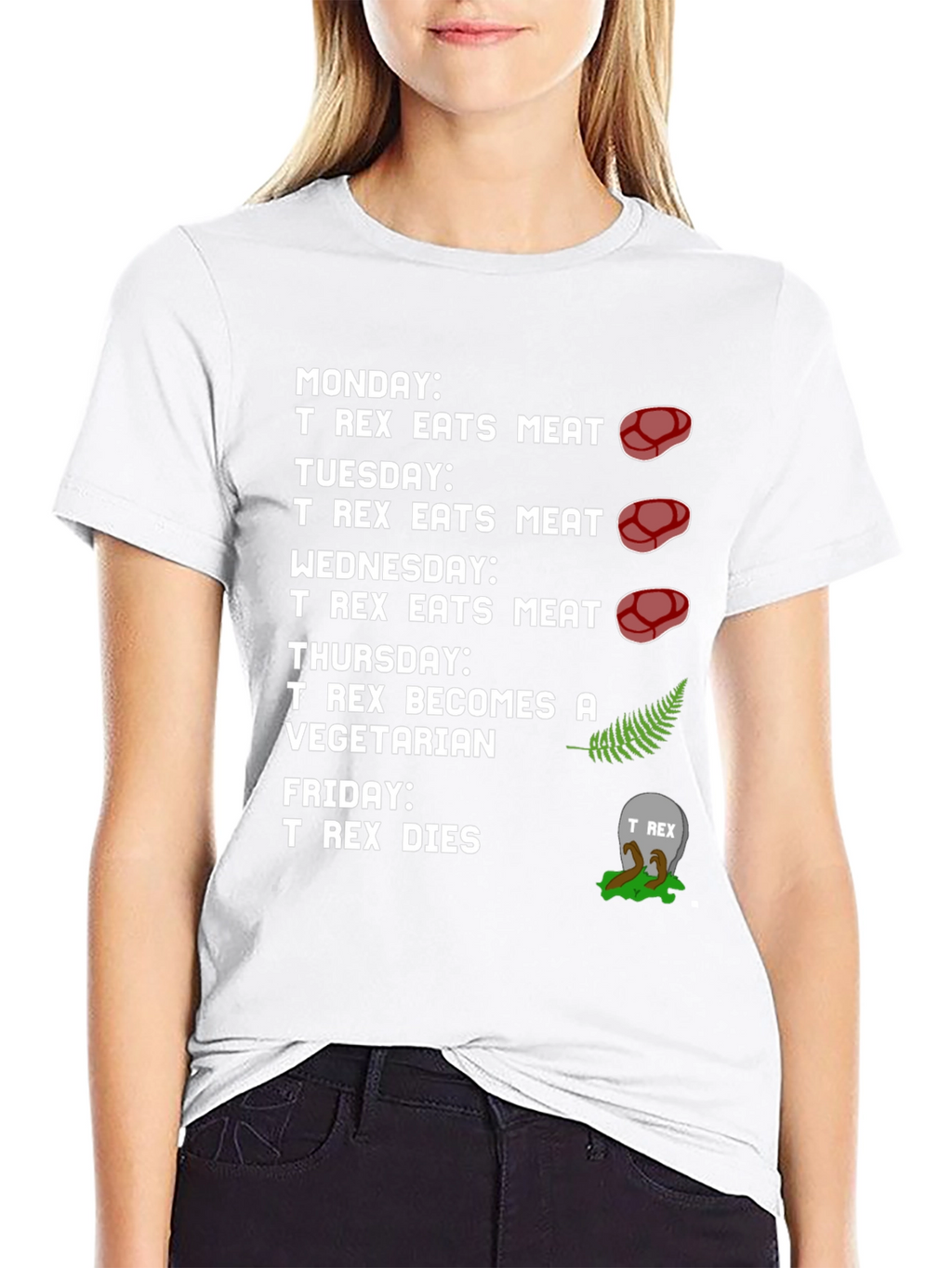 T-Rex Vegetarian Dinosaur Humor Graphic T-Shirt