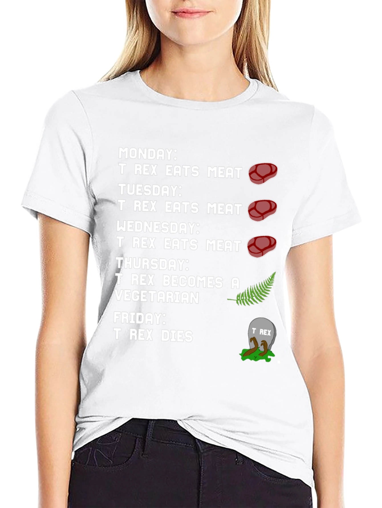 T-Rex Vegetarian Dinosaur Humor Graphic T-Shirt