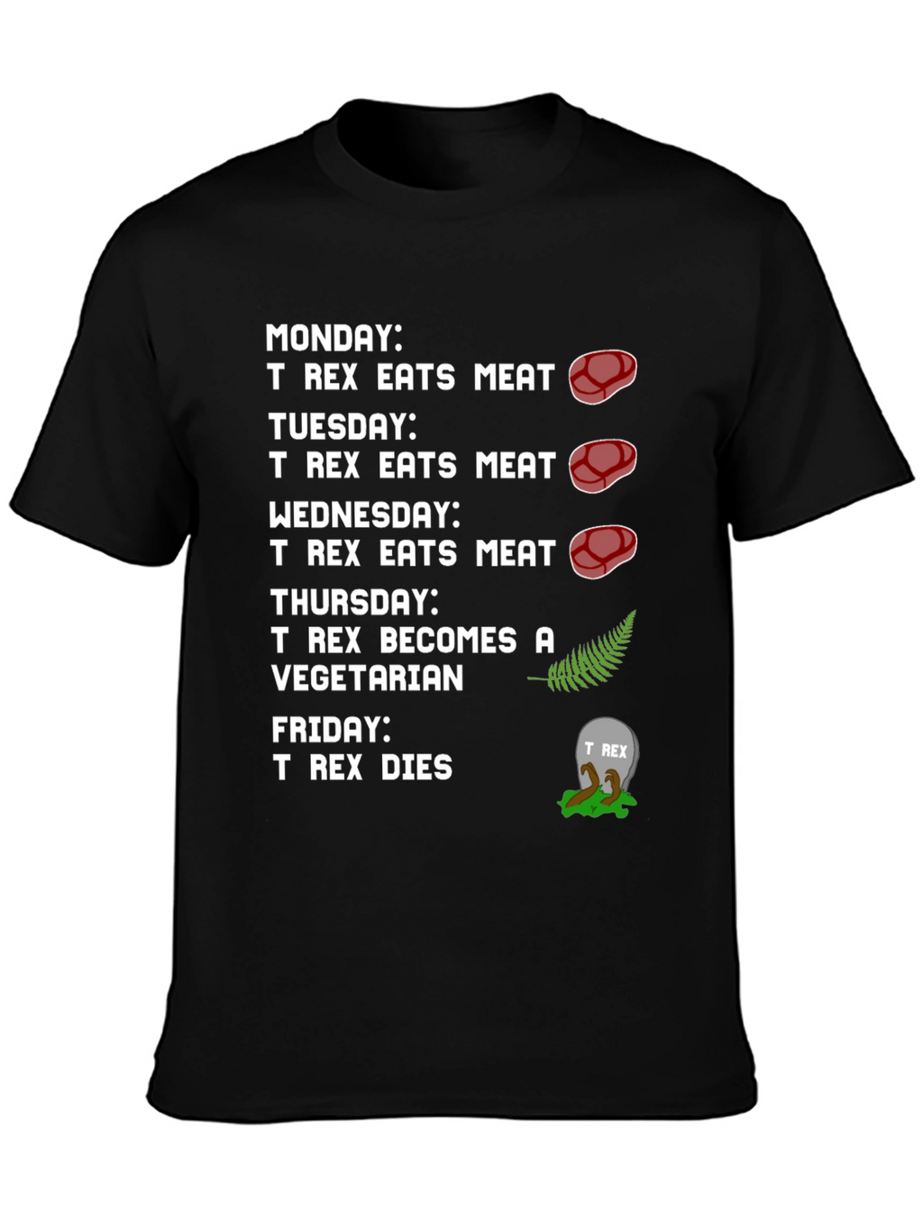 T-Rex Vegetarian Dinosaur Humor Graphic T-Shirt