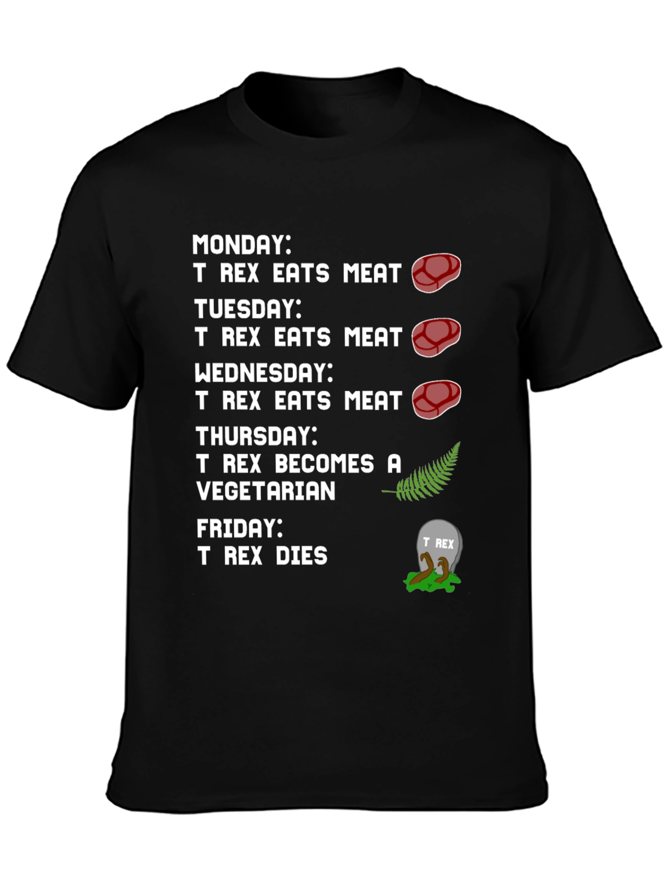 T-Rex Vegetarian Dinosaur Humor Graphic T-Shirt