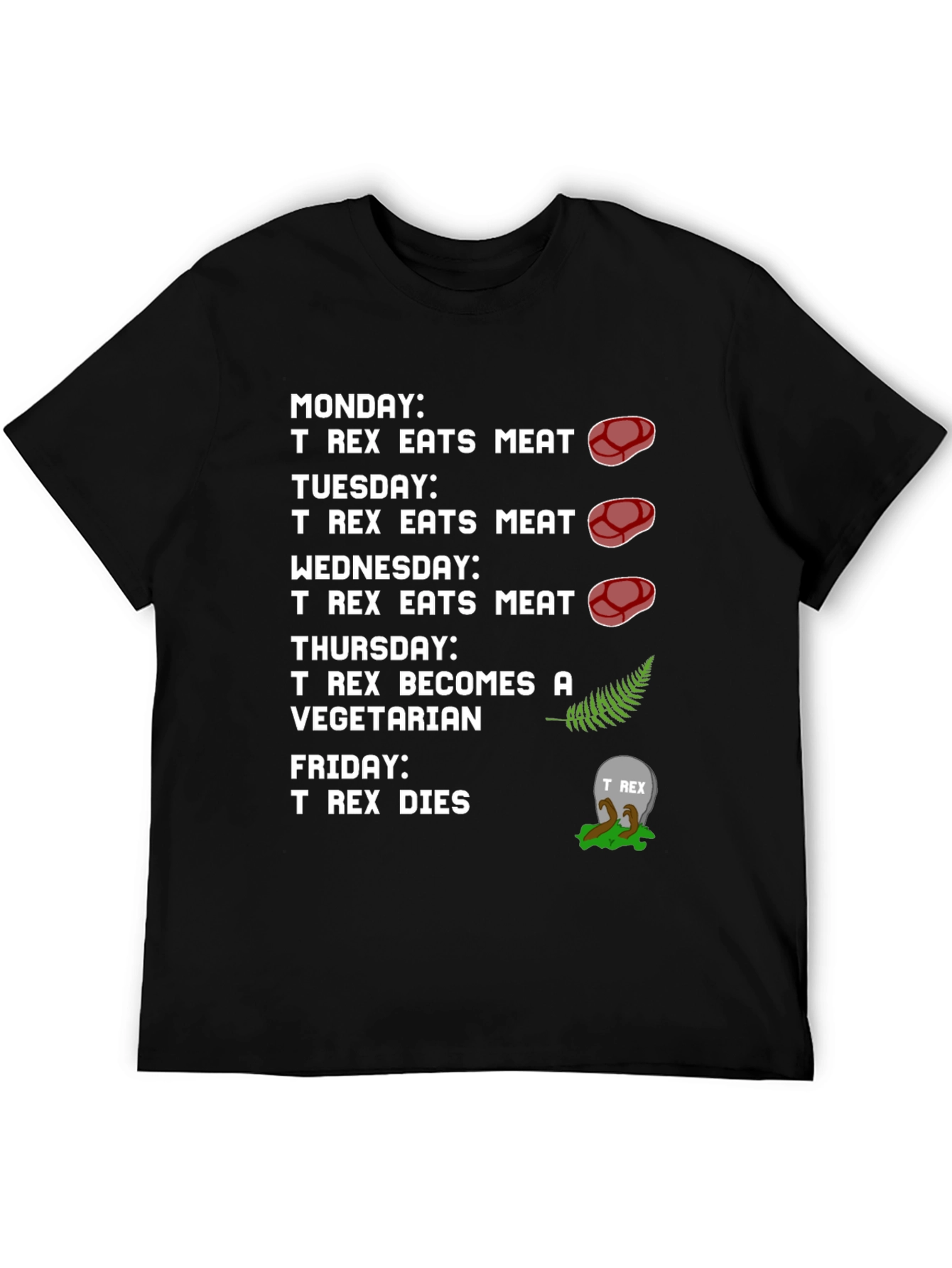 T-Rex Vegetarian Dinosaur Humor Graphic T-Shirt