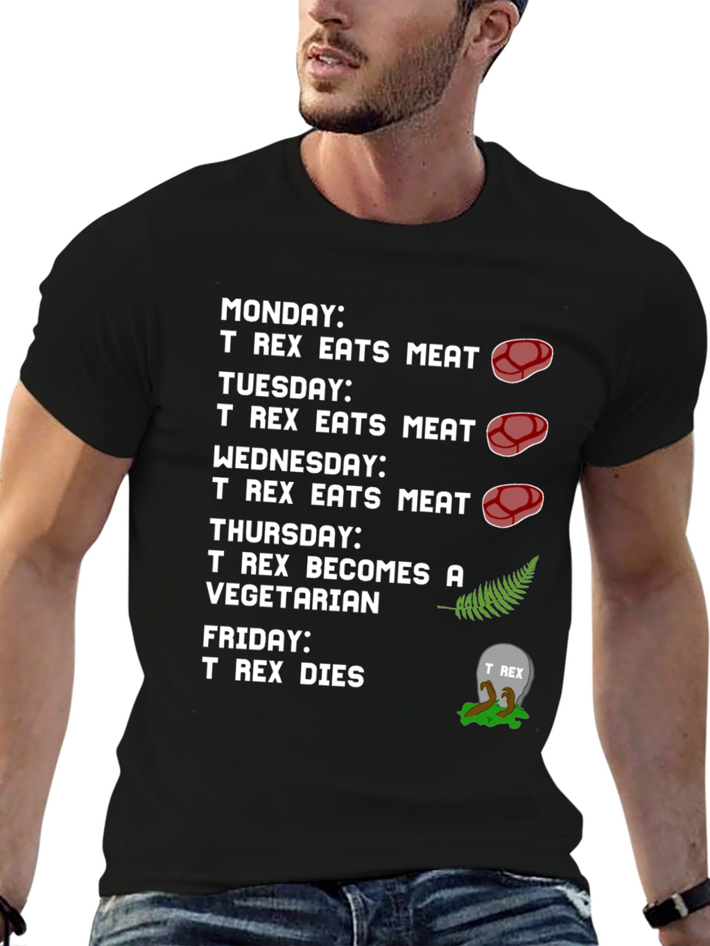 T-Rex Vegetarian Dinosaur Humor Graphic T-Shirt