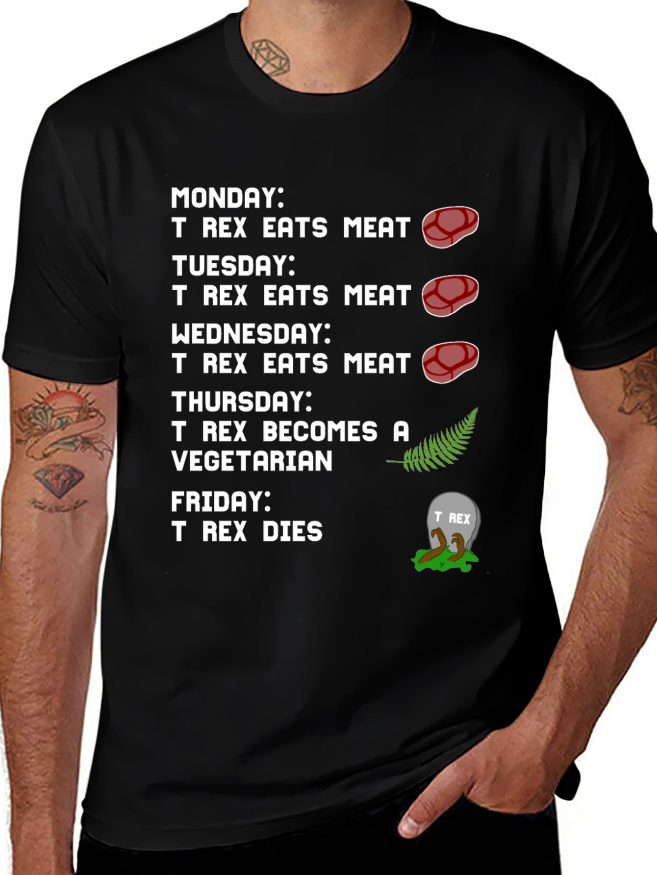 T-Rex Vegetarian Dinosaur Humor Graphic T-Shirt