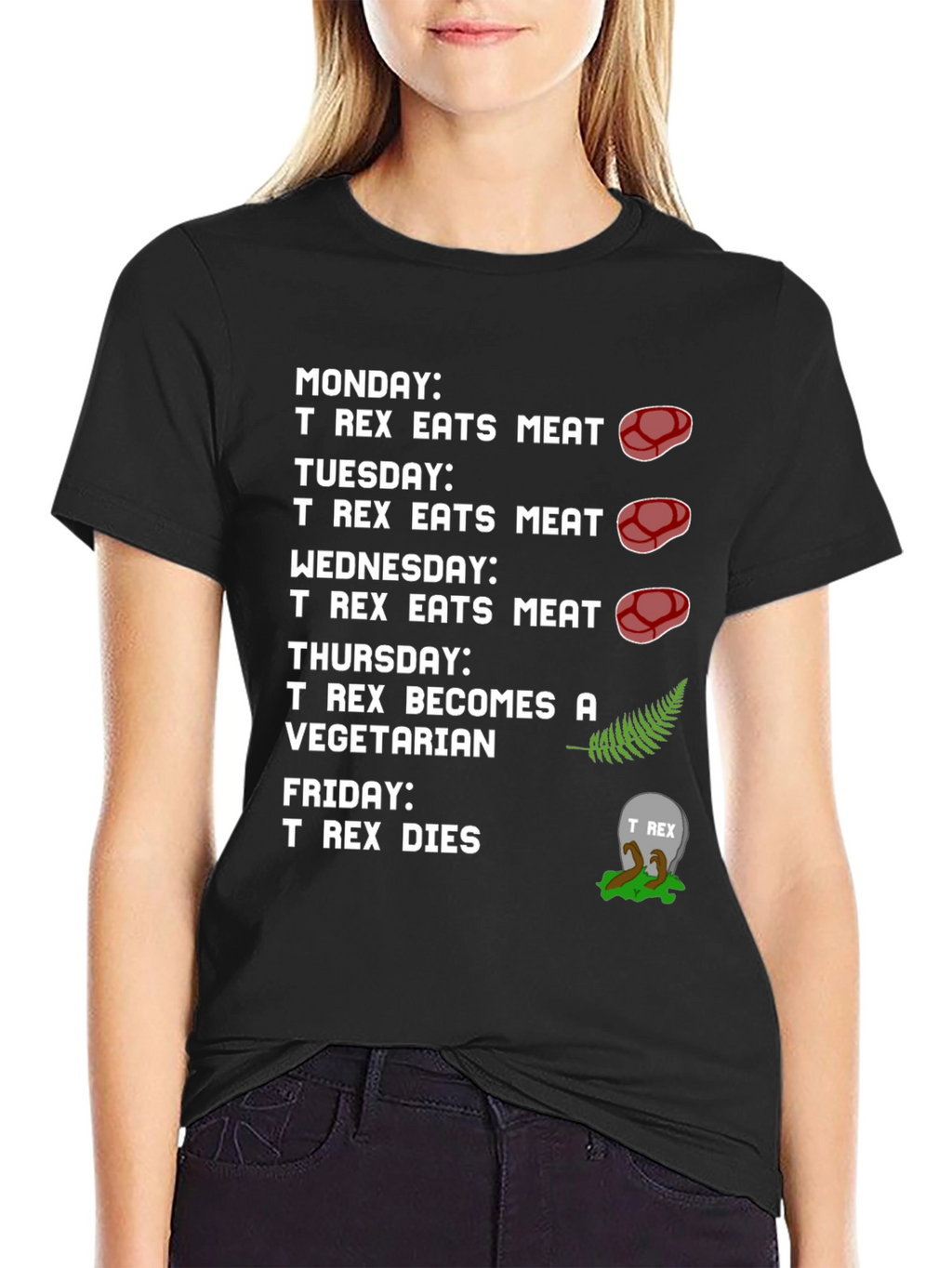 T-Rex Vegetarian Dinosaur Humor Graphic T-Shirt