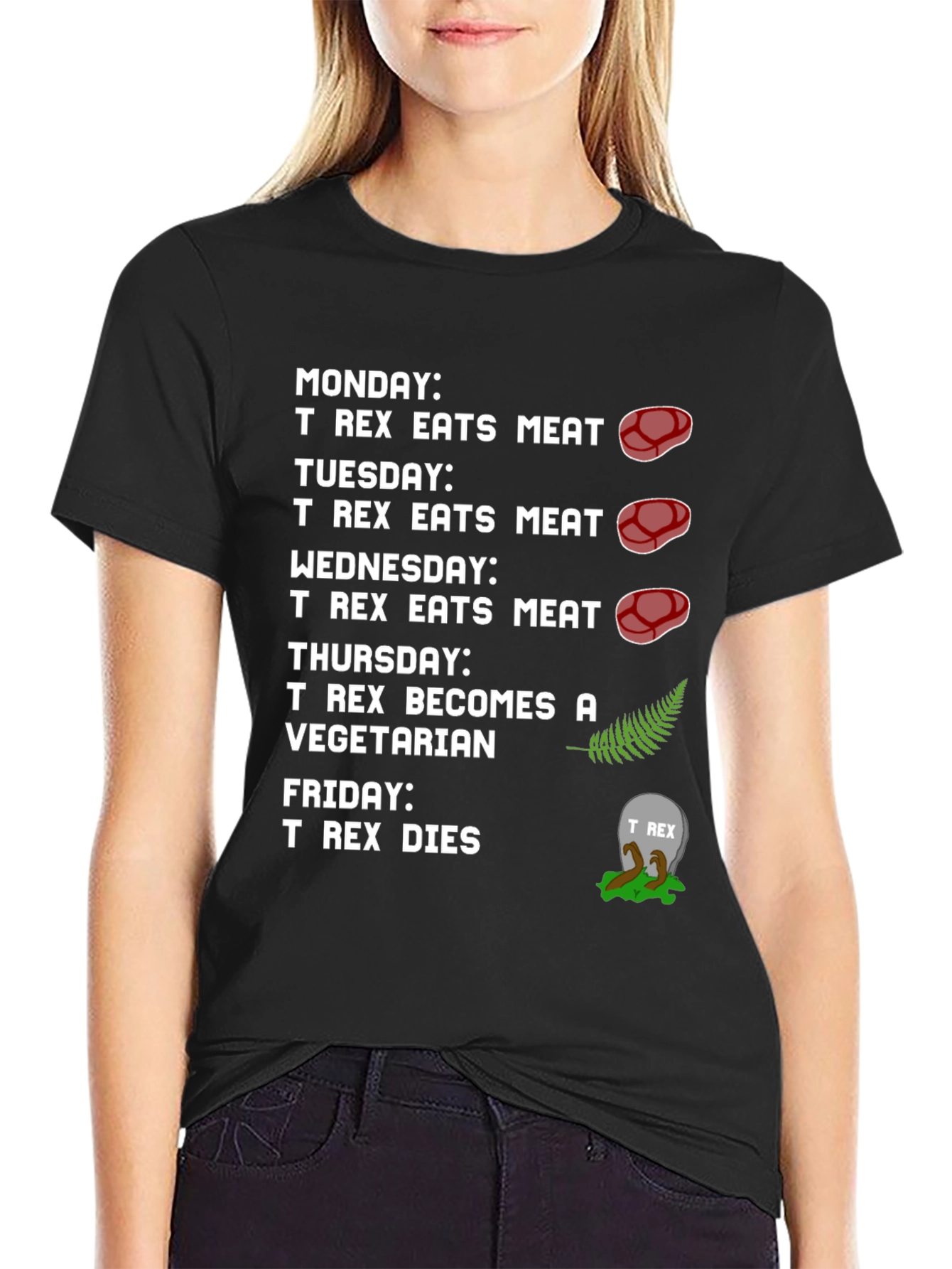 T-Rex Vegetarian Dinosaur Humor Graphic T-Shirt