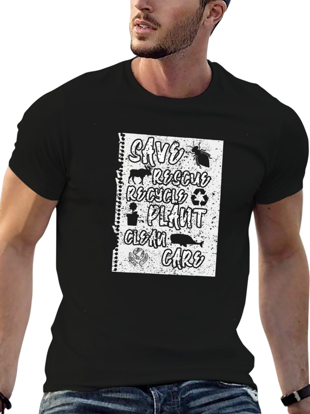 Eco-Friendly T-Shirt: Save Rescue Recycle Care