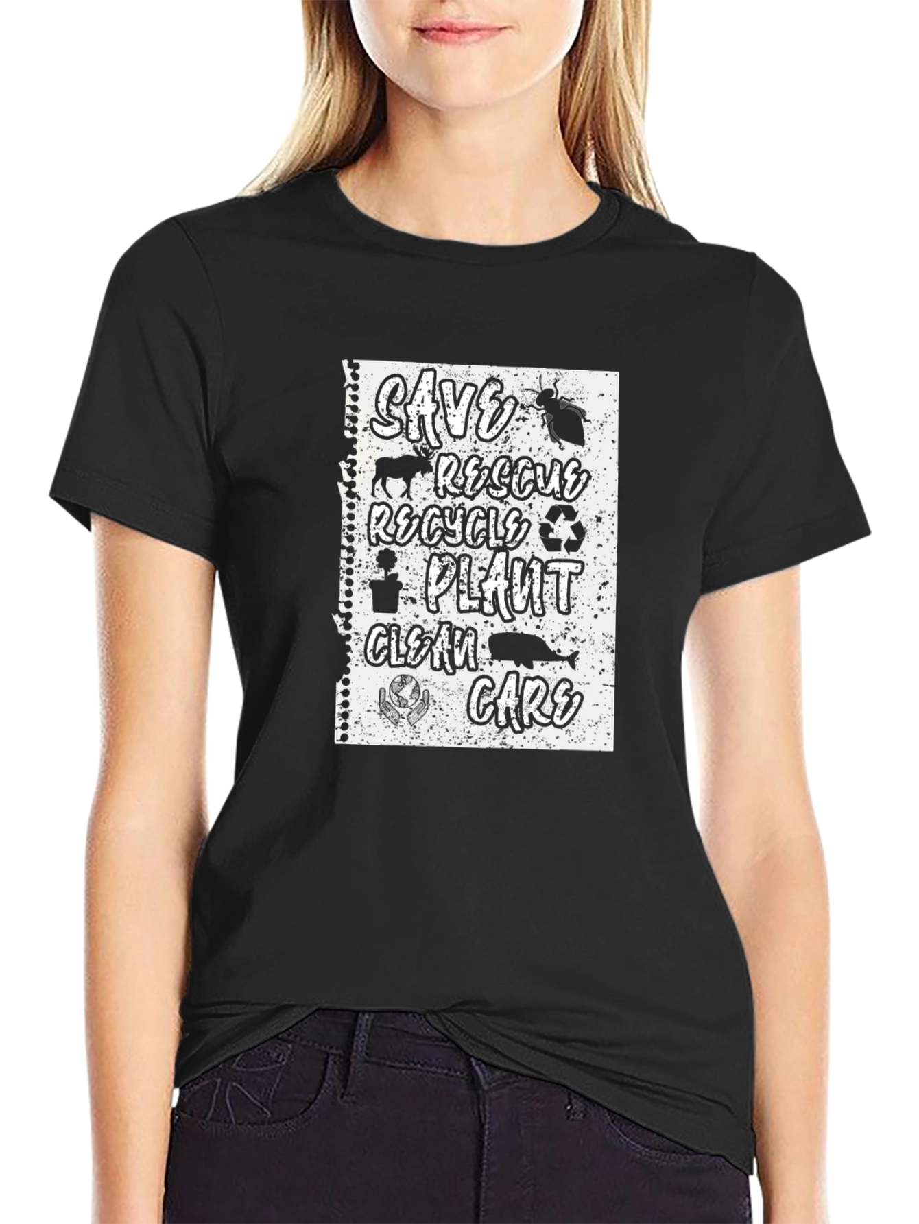 Eco-Friendly T-Shirt: Save Rescue Recycle Care