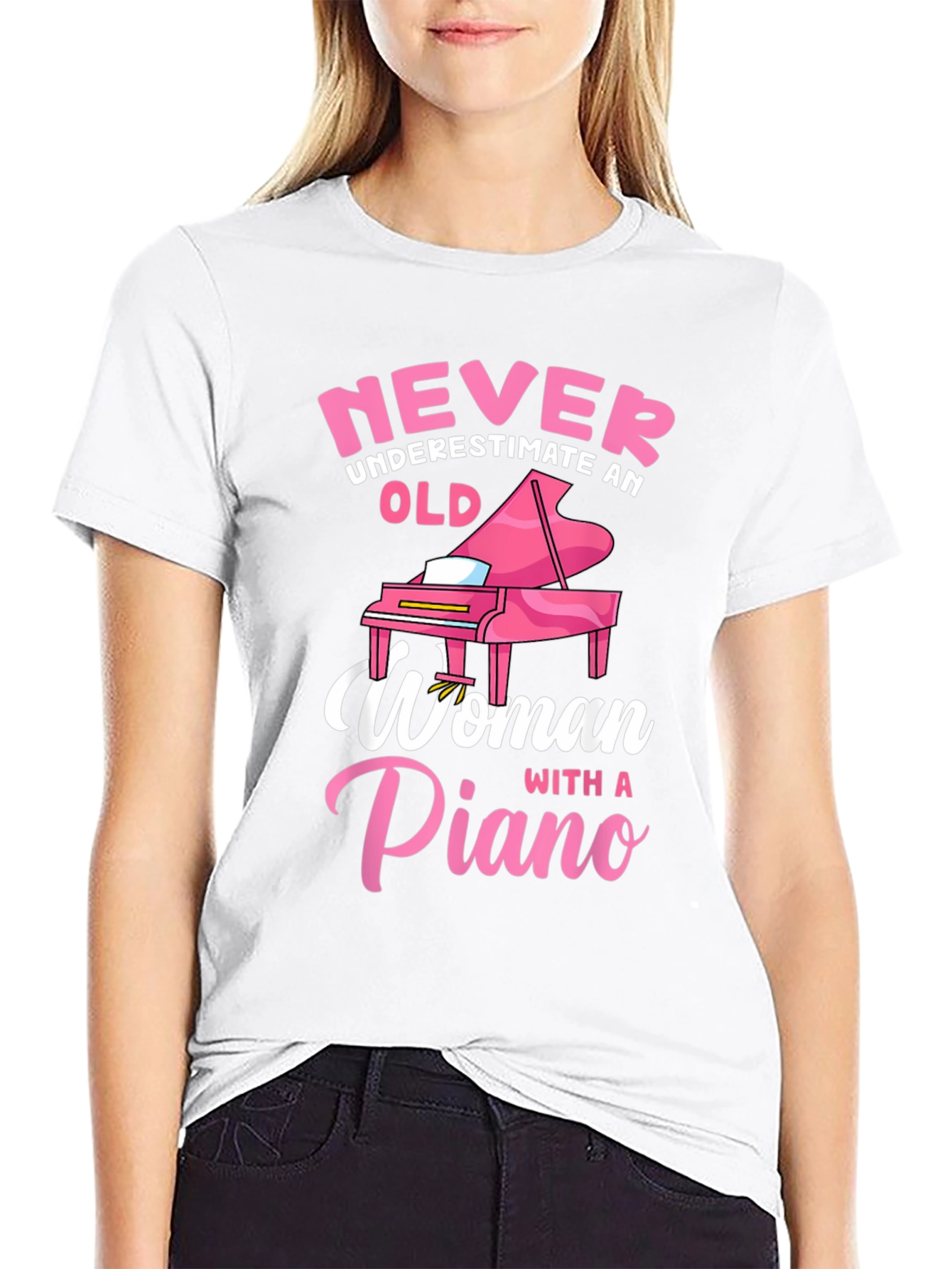 Never Underestimate Piano Woman T-Shirt