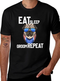 Eat Sleep Groom Repeat Pug T-Shirt