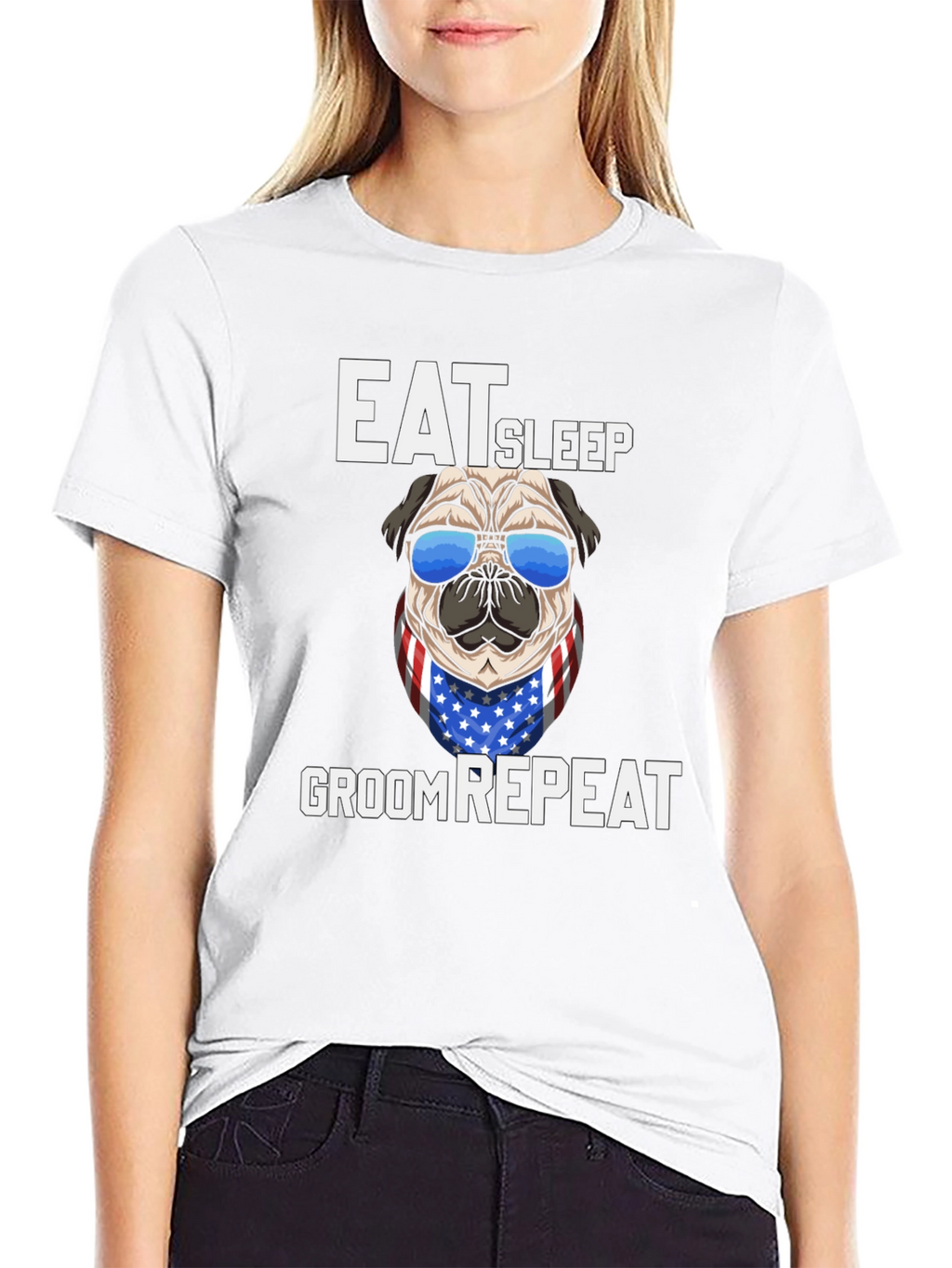 Eat Sleep Groom Repeat Pug T-Shirt