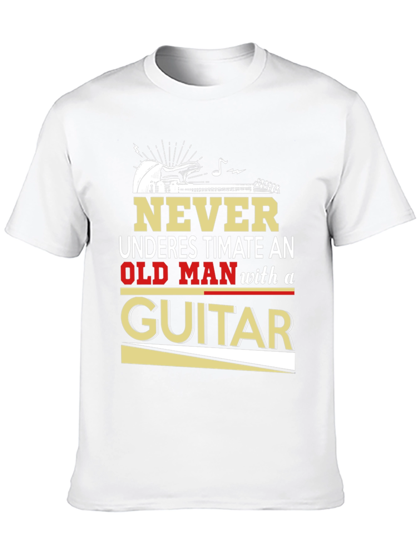 Never Underestimate Old Man with Guitar T-Shirt