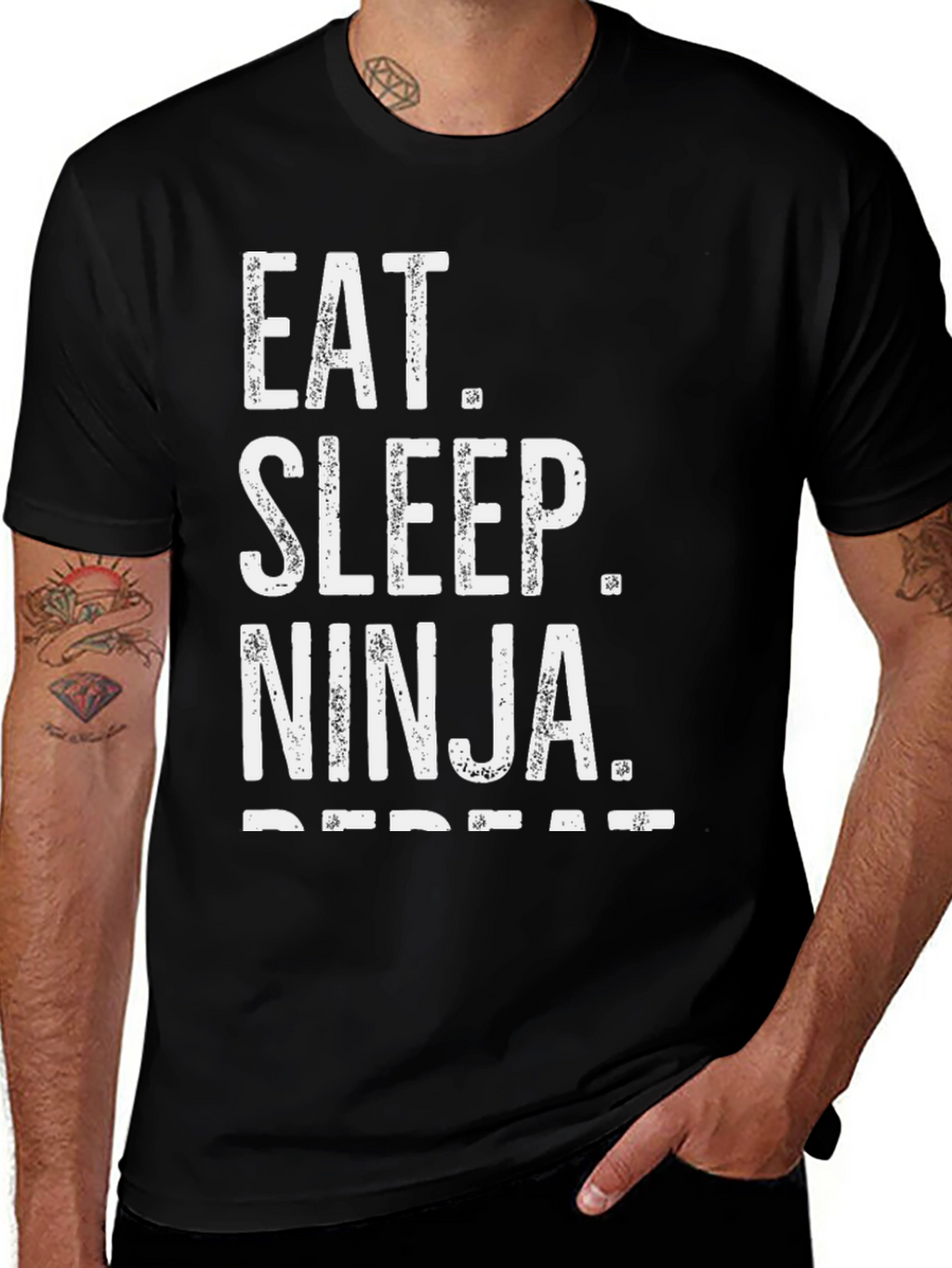 Eat Sleep Ninja Repeat Black T-Shirt
