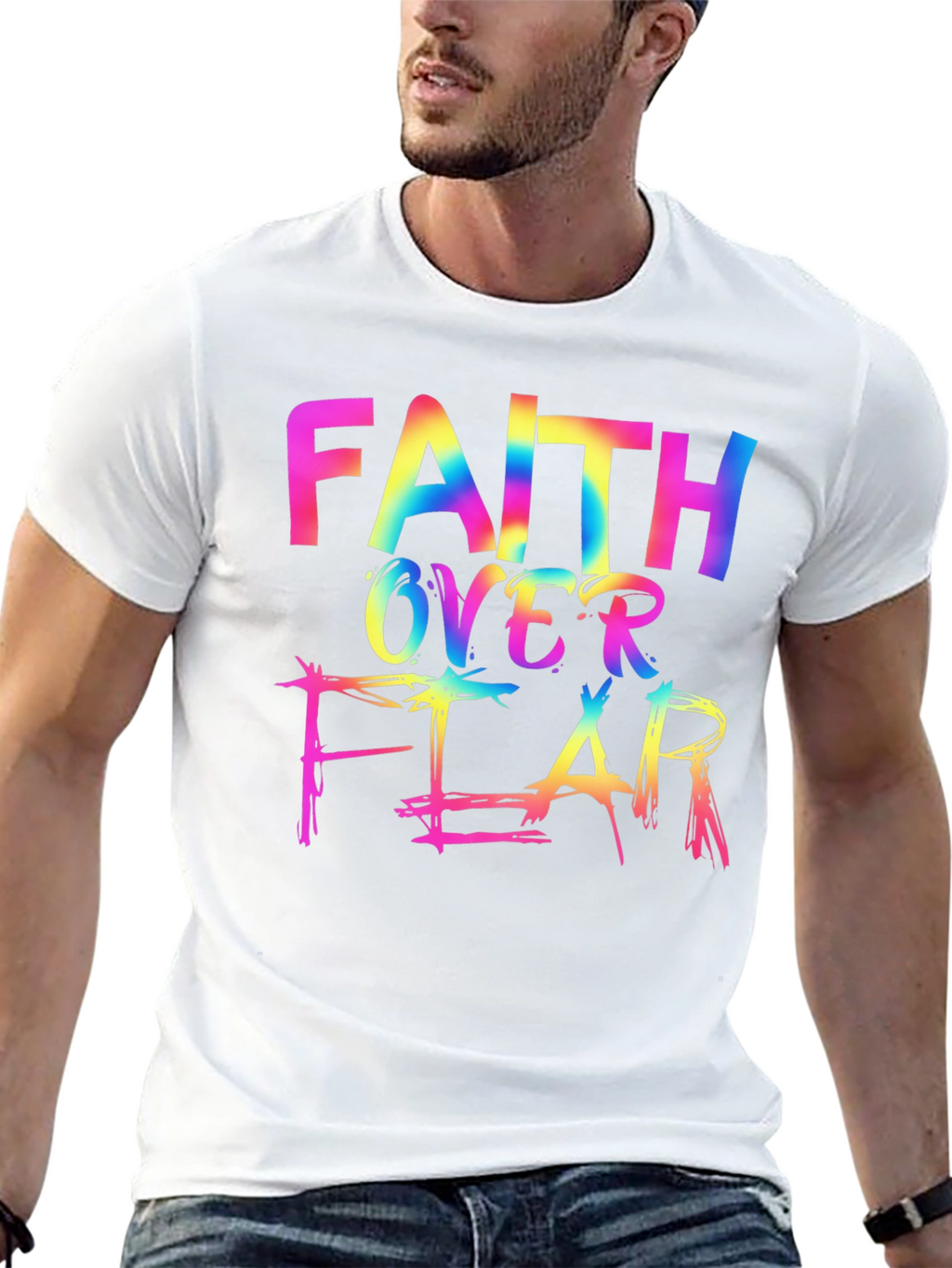 Faith Over Fear Rainbow T-Shirt