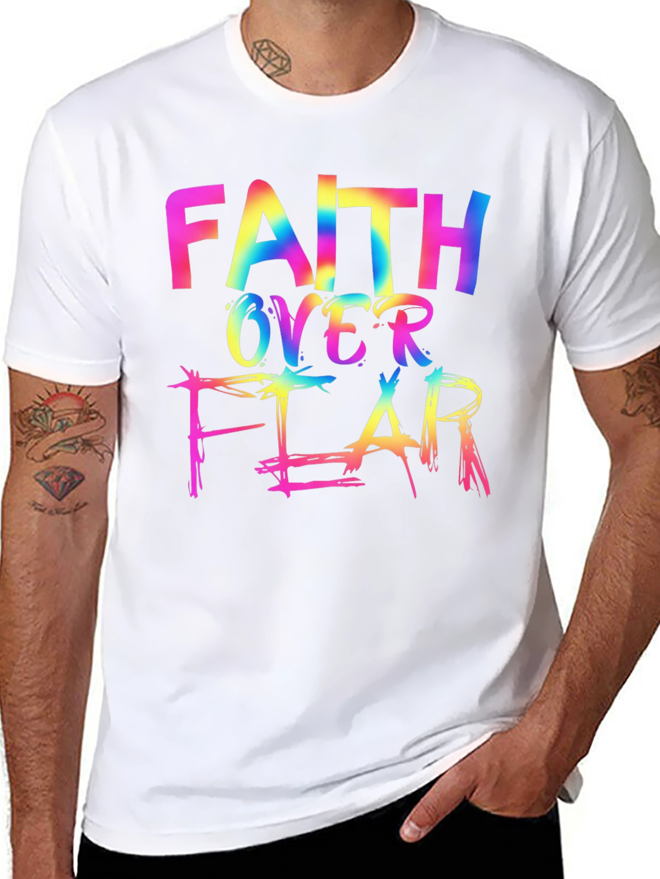 Faith Over Fear Rainbow T-Shirt