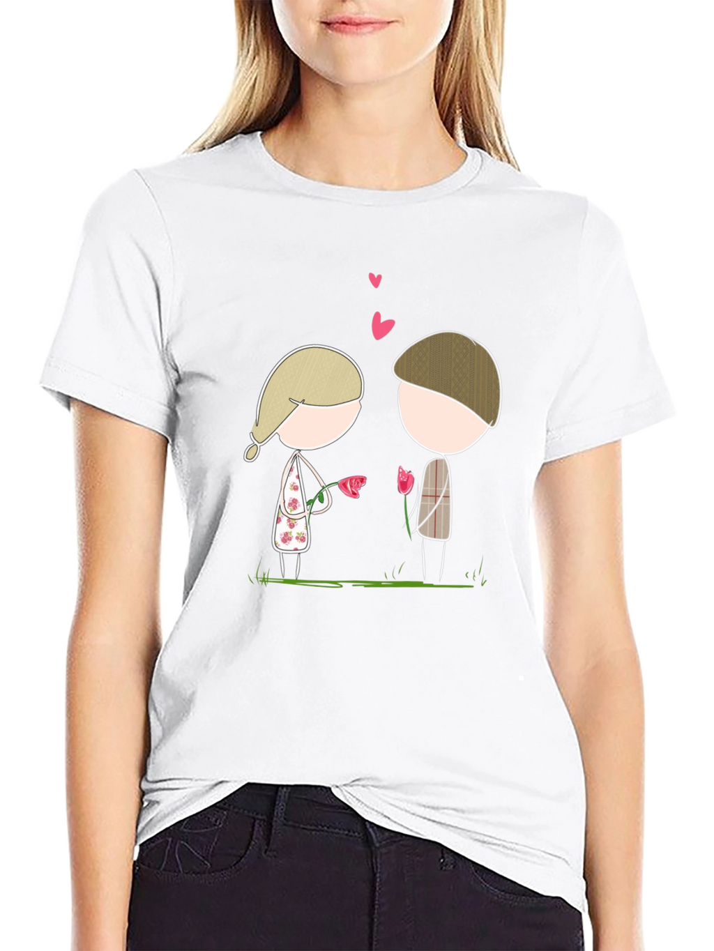 Cute Couple Cartoon Graphic Tee