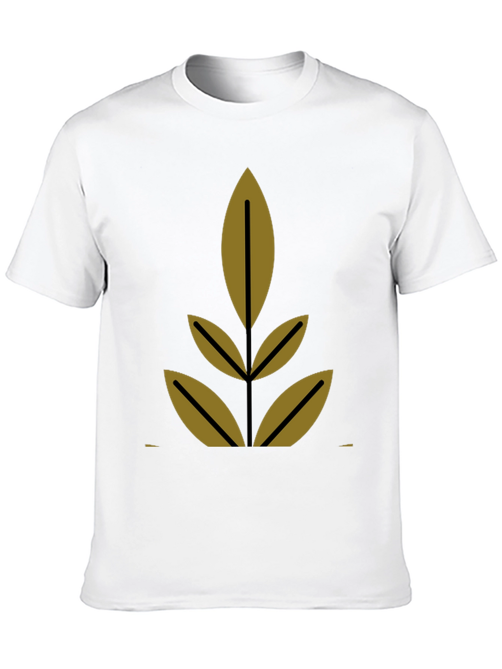 Modern Leaf Design Black T-Shirt