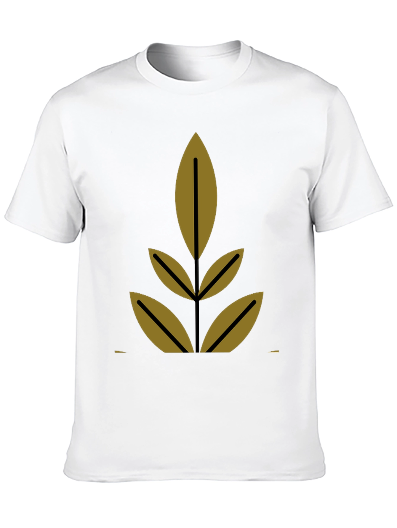 Modern Leaf Design Black T-Shirt