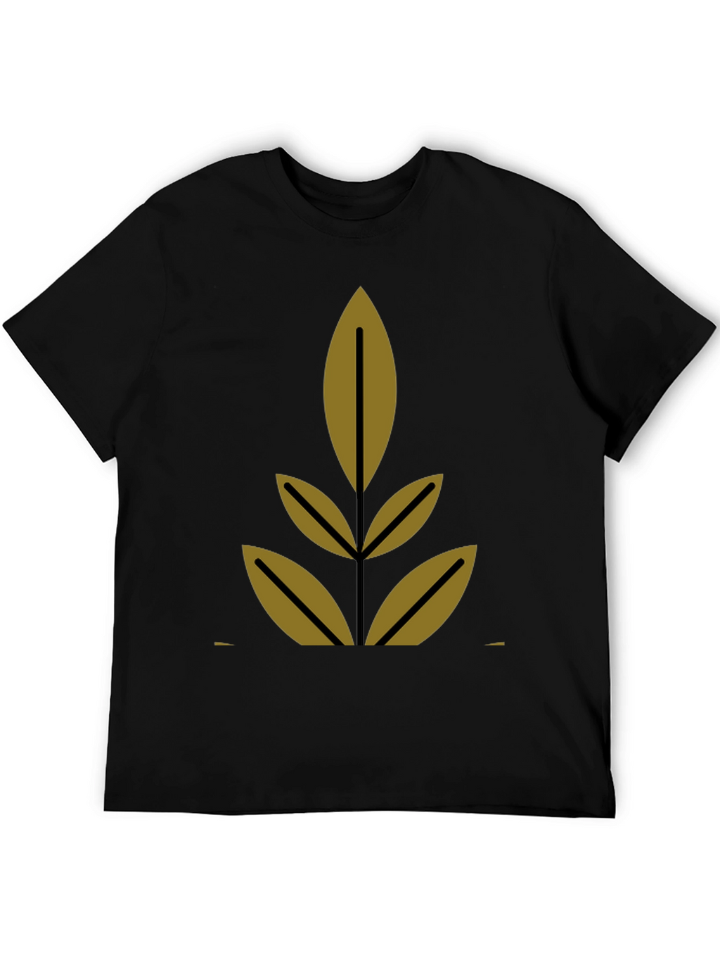 Modern Leaf Design Black T-Shirt