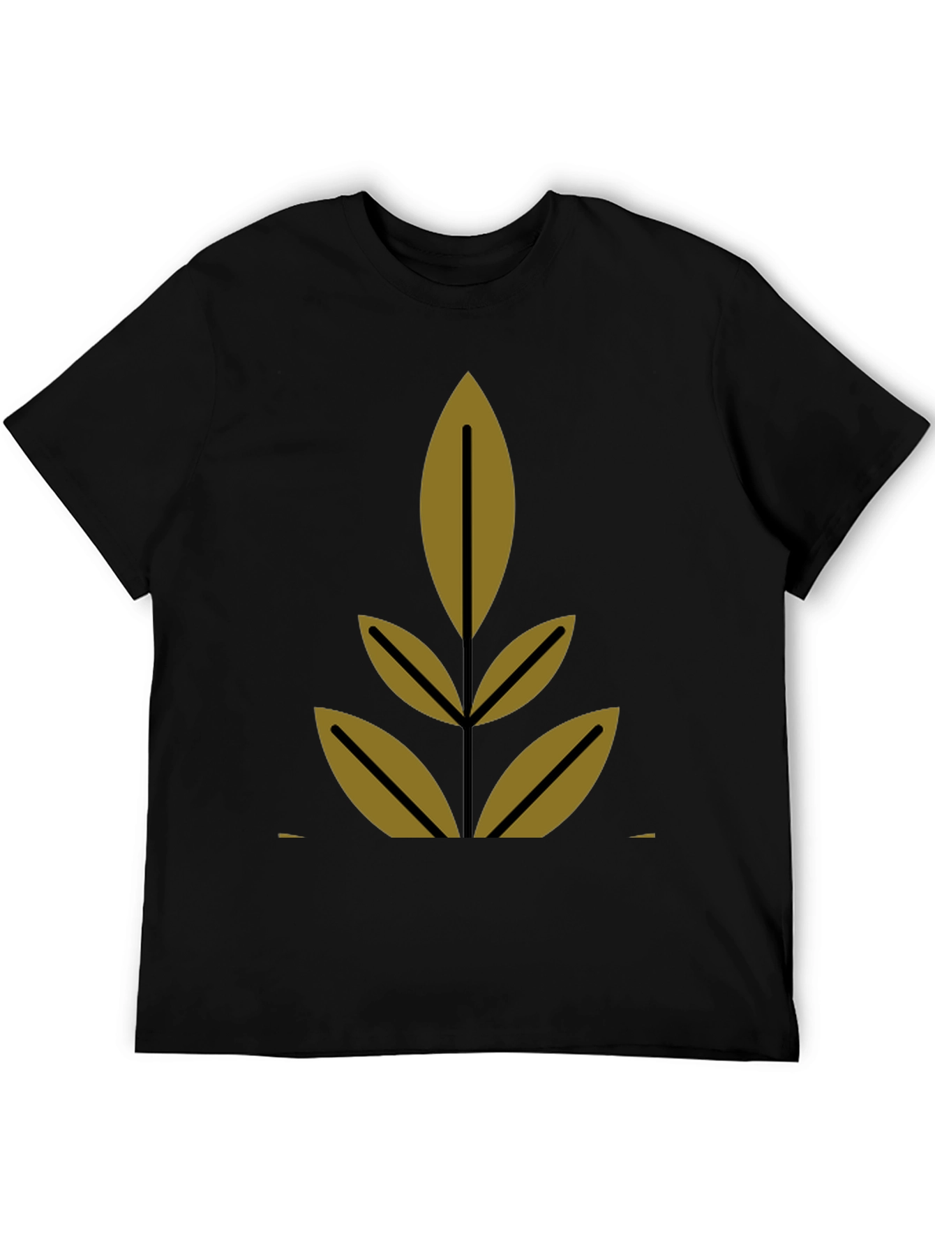 Modern Leaf Design Black T-Shirt