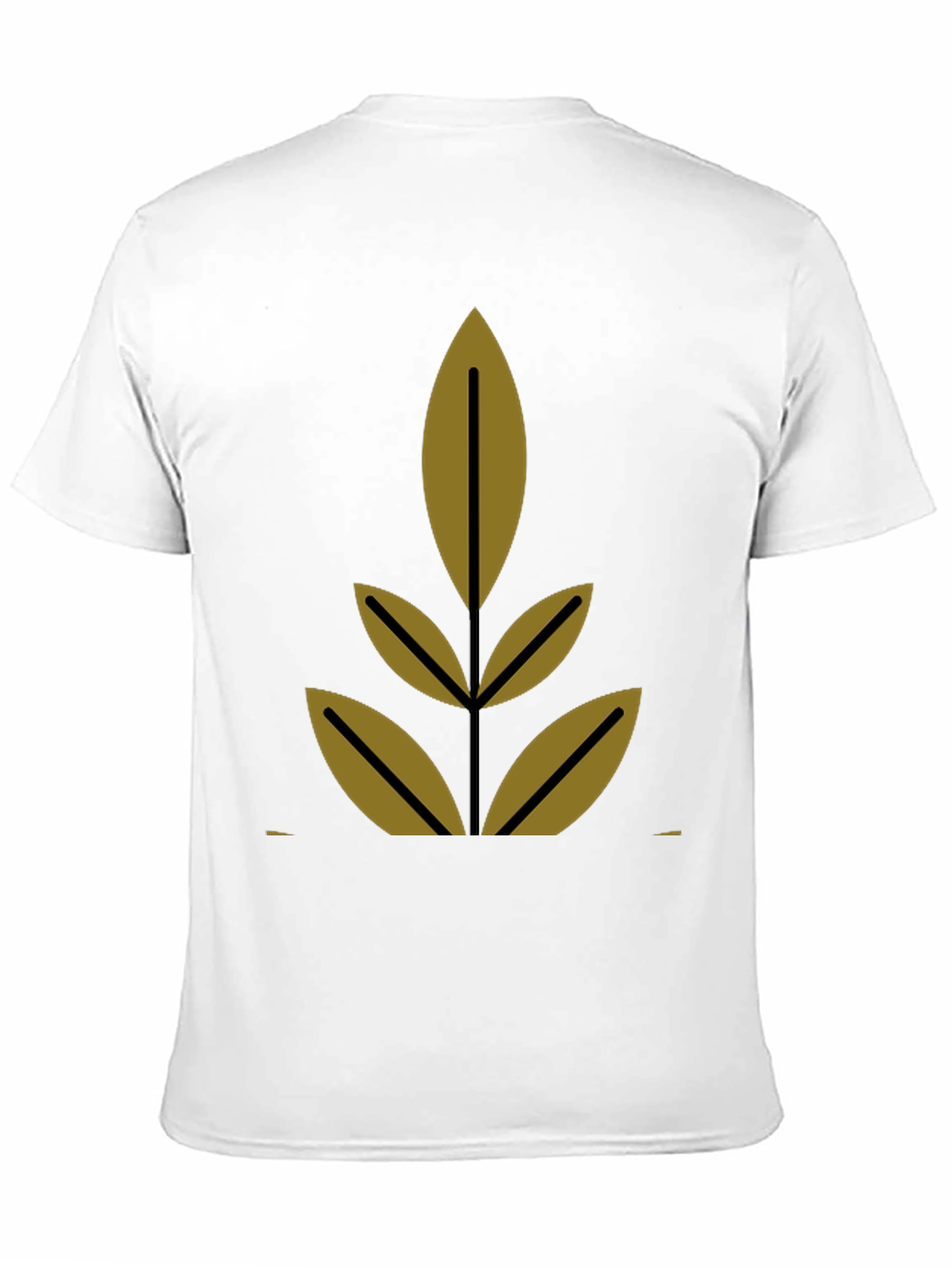 Modern Leaf Design Black T-Shirt